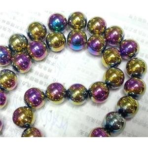 Hematite bead, no-Magnetic, colorful plated, 2mm dia