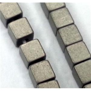 Hematite cube beads, no-Magnetic, matte, gray electroplated, approx 2x2mm, 15.5 inches
