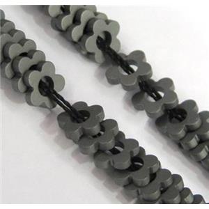 matte Hematite beads, no-magnetic, flower, approx 1x6mm, 3mm hole