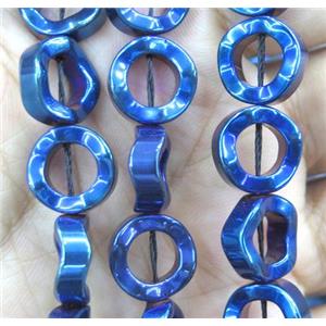 Hematite beads, ring, no-Magnetic, blue electroplated, approx 12mm dia