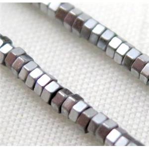 Hematite bead, rondelle, platinum electroplated, approx 2x1mm