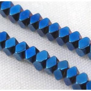 blue hematite rhombic beads, approx 4x4mm dia