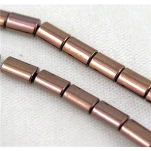 hematite tube beads, redcopper electroplated, approx 3x5mm