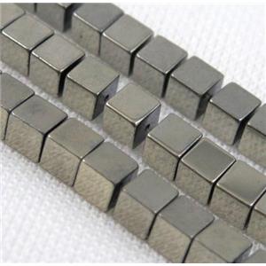 hematite cube beads, pyrite color, approx 3x3mm