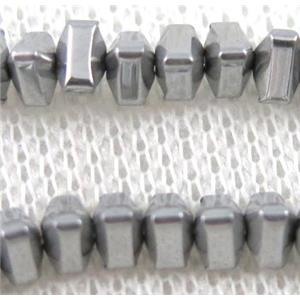 hematite beads, triangle, platinum plated, approx 3x2mm