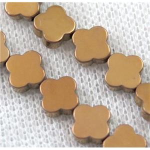 brown Hematite Clover Beads, approx 8mm dia