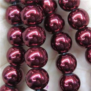 red firelacquered Hematite Beads, round, approx 10mm dia