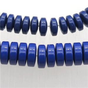 Taiwan Hokutolite Beads, heishi, blue treated, approx 3x8mm