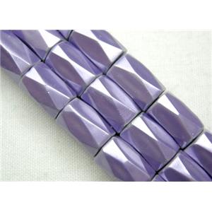 magnetic Hematite Beads, faceted tube, lavender, 5x8mm, 50 beads per st.