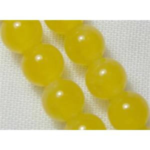 Jade Beads, round, golden, 6mm dia, 65pcs per st
