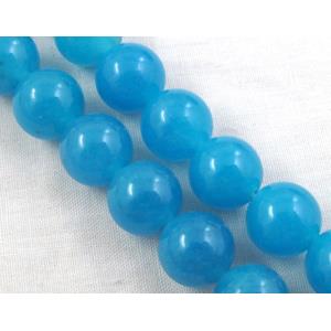 Jade beads, Round, blue, 10mm dia, 40pcs per st
