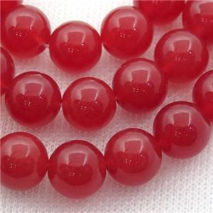 red Spong Jade Beads, round, approx 14mm dia