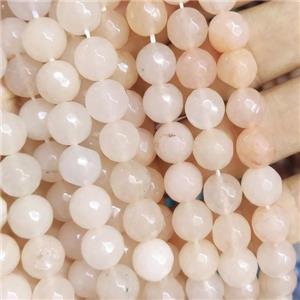 lt.peach Jade Beads, faceted round, b-grade, approx 10mm dia