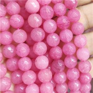 lt.hotpink Jade Beads, faceted round, b-grade, approx 10mm dia
