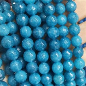 teal Jade Beads, faceted round, b-grade, approx 10mm dia