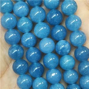 round Jade Beads blue dye, approx 10mm dia