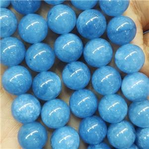 round Jade Beads blue dye, approx 10mm dia