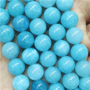 round Jade Beads, dye teal, approx 10mm dia