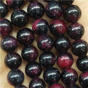round fancy Jade Beads, red black dye, approx 10mm dia