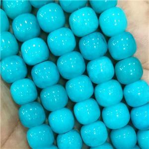 Teal Jade Barrel Beads Dye, approx 10mm