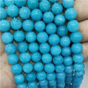 Teal Spong Jade Beads Smooth Round, approx 10mm dia