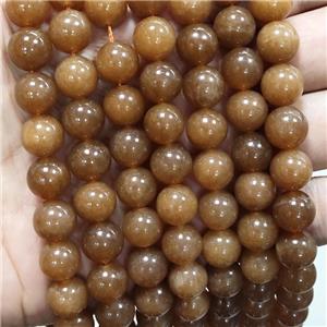 Brown Jade Beads Smooth Round Dye, approx 12mm dia
