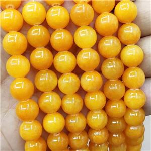 Natural Honey Jade Beads Orange Dye Smooth Round, approx 6mm dia