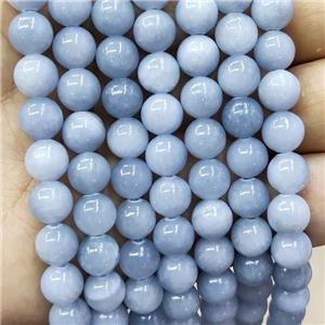 Natural Honey Jade Beads Blue Dye Smooth Round, approx 4mm dia