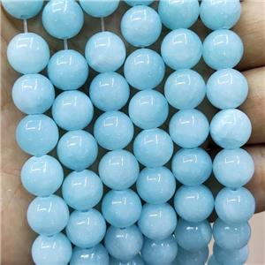 Natural Honey Jade Beads Blue Dye Smooth Round, approx 12mm dia