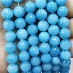 Natural Honey Jade Beads Blue Dye Smooth Round, approx 12mm dia