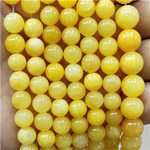 Natural Honey Jade Beads Yellow Dye Smooth Round, approx 4mm dia