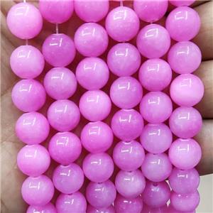 Natural Honey Jade Beads Hotpink Dye Smooth Round, approx 6mm dia