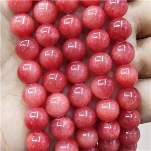 Natural Honey Jade Beads Red Dye Smooth Round, approx 8mm dia
