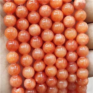 Natural Honey Jade Beads Ornage Dye Smooth Round, approx 4mm dia