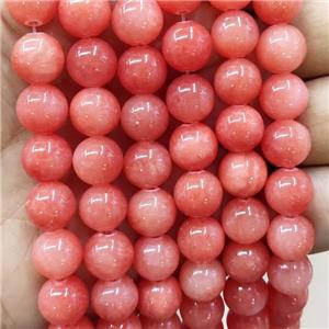 Natural Honey Jade Beads Red Dye Smooth Round, approx 12mm dia