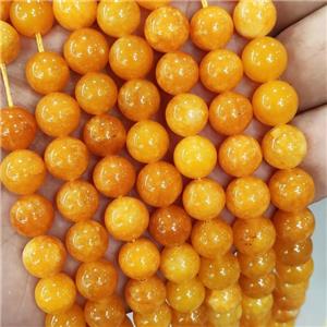 Jade Beads Orange Dye Smooth Round, approx 10mm dia