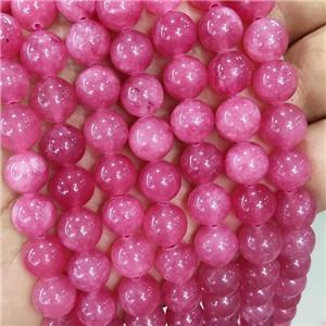 Jade Beads Pink Dye Smooth Round, approx 10mm dia