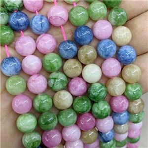 Natural Jade Beads Mixed Color Dye Smooth Round, approx 10mm dia