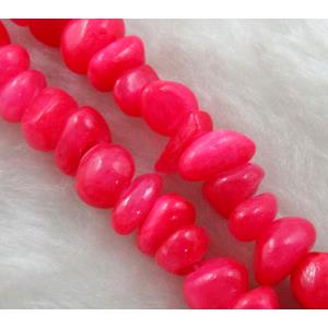 jade beads, hot-pink, Dye chips, stabile, approx 5-10mm, 36 inch length