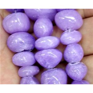 lavender jade beads, freeform chips, stabile, approx 6-10mm, 28 inches length