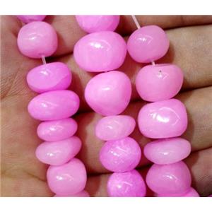 jade beads, freeform chips, stabile, hotpink, approx 6-10mm, 28 inches length