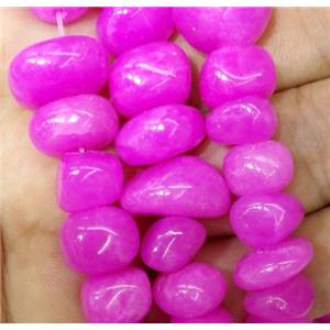 hotpink jade beads, freeform chips, stabile, approx 6-10mm, 28 inches length