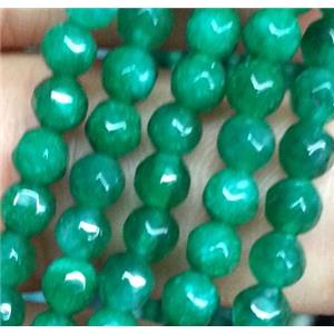 green jade beads, faceted round, approx 4mm dia, 15.5 inches