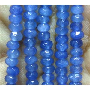 blue Jade bead, faceted rondelle, dye, approx 2x4mm