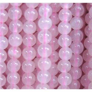 tiny Rose Quartz Beads, round, pink, approx 3mm dia