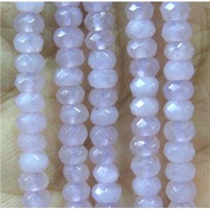 tiny jade bead, faceted rondelle, dye lt.pink, approx 2x4mm