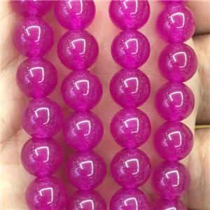hotpink Malaysia Jade beads, round, approx 6mm dia