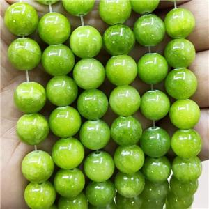Natural Honey Jade Beads Smooth Round Olive Dye, 8mm dia, 48pcs per st