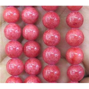 Persia jade bead, round, stabile, deep-red, 14mm dia, approx 28pcs per st