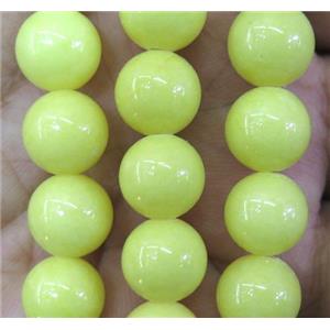 yellow jade bead, round, stabile, approx 8mm dia, 48pcs per st